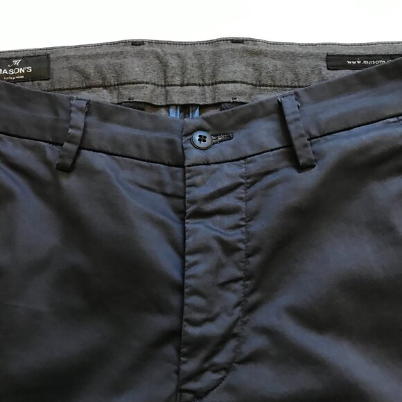 Mason's M Torino Travel Chino Pants Mens 48 32 Navy Blue Slim Fit Straight Leg - Picture 5 of 12